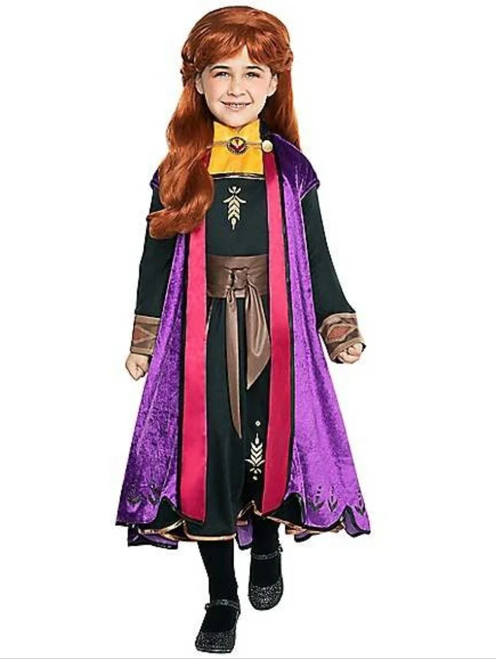 Disney Frozen II Girls Purple, Pink & Black Velvet Cape Coat with Gold 2T